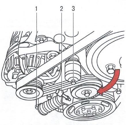 Снятие ремня привода вспомогательных агрегатов двигателя Z 14 ХЕР